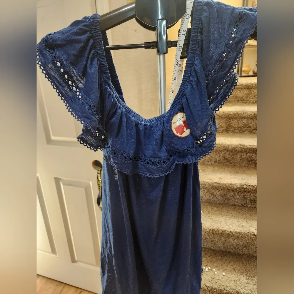 NWT Women's Blue Off-Shoulder Top Faded Glory Size XL - Picture 8 of 9